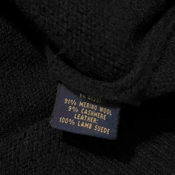 POLO RALPH LAUREN ITALIAN YARN BLACK WOOL SWEATER DRESS W/CALF ELBOW PATCHES XL - Picture 6 of 11